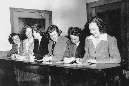 In 1943, Vivian entered Northeastern as part of the first class to accept female students. These are some of her classmates, the first six women to enroll.