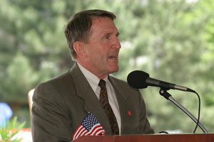 General Neal speaking at the Veterans Memorial groundbreaking ceremony. The memorial was dedicated in 2008.