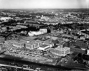 An aerial shot of campus in 1965. 