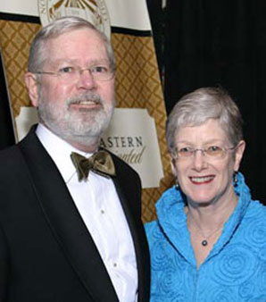 Janet Smith with her husband Bob Woodburn at a Northeastern Illuminated event in 2007 celebrating the inauguration of President Aoun.